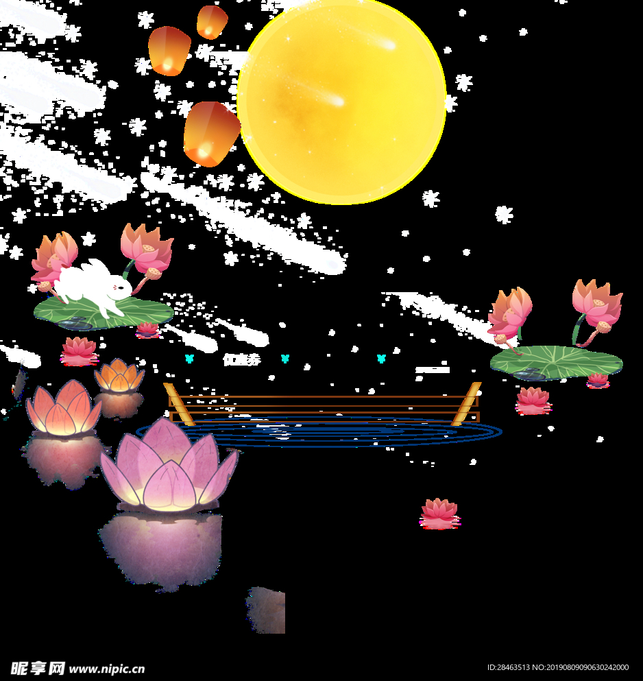 兔子 中秋素材 中秋节海报