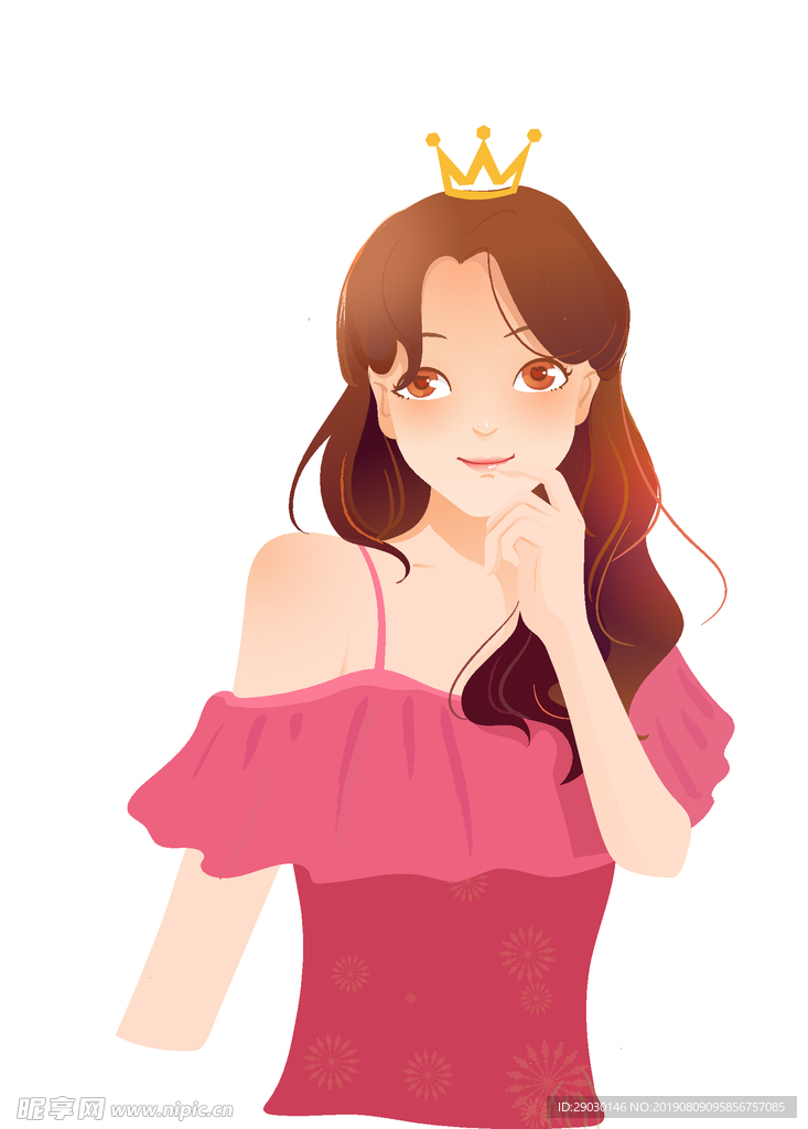 手绘卡通女神美女小姐姐插画