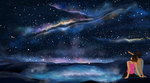 唯美夏日星空插画