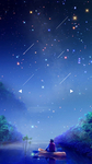 唯美夏日星空插画