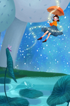 唯美夏日星空插画