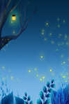 唯美夏日星空插画