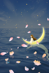唯美夏日星空插画