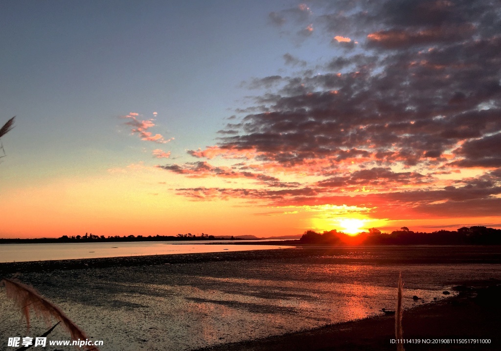 奥克兰海滨夕阳风光
