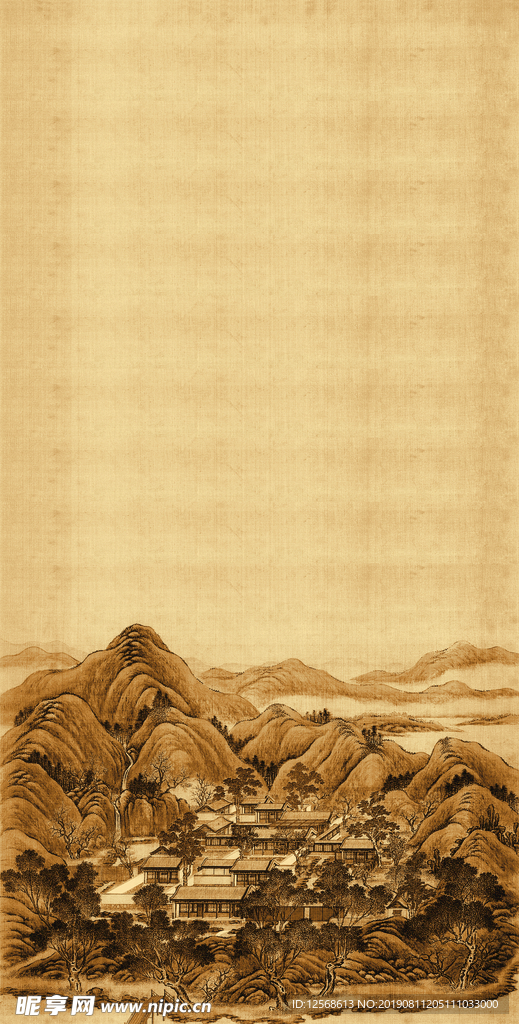 中式 写意 古画 山水 中国风
