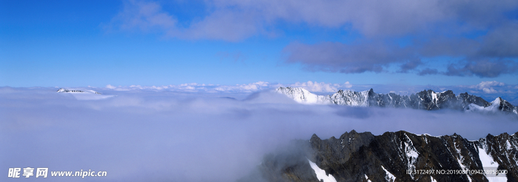 风景 全景图 黄昏 戈壁 雪山