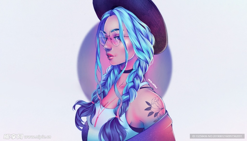 女孩卡通人物动漫插画