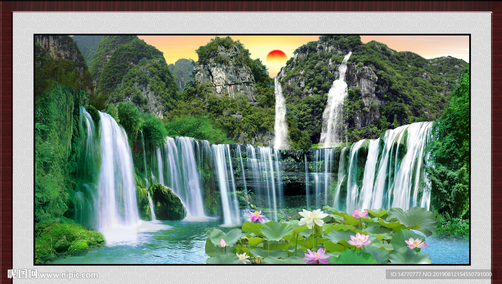 荷花山水风景