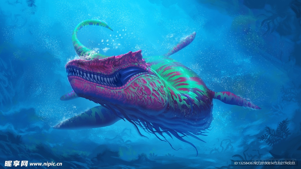 海底恐龙插画背景