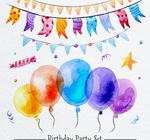 水彩效果漂亮生日装饰