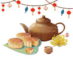 中国风中秋节茶点美食海报