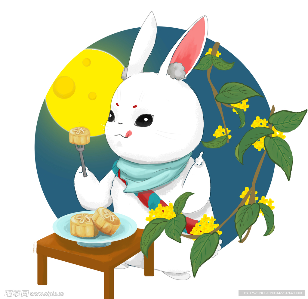中秋节玉兔插画设计