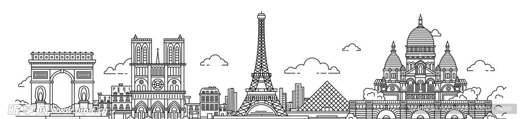 巴黎城市线稿
