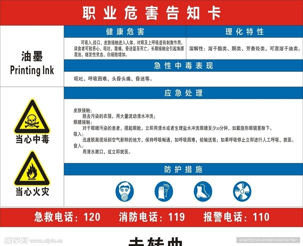 油墨职业危害卡