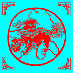 舞狮剪纸