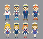 男孩和女孩穿衣服航海