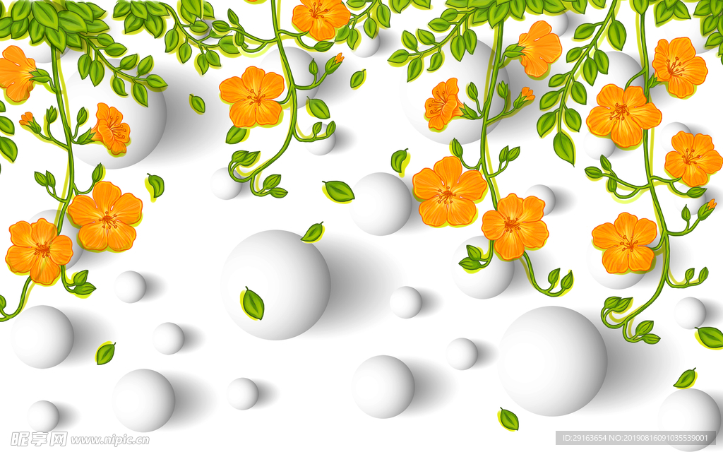 3D圆球花朵背景墙