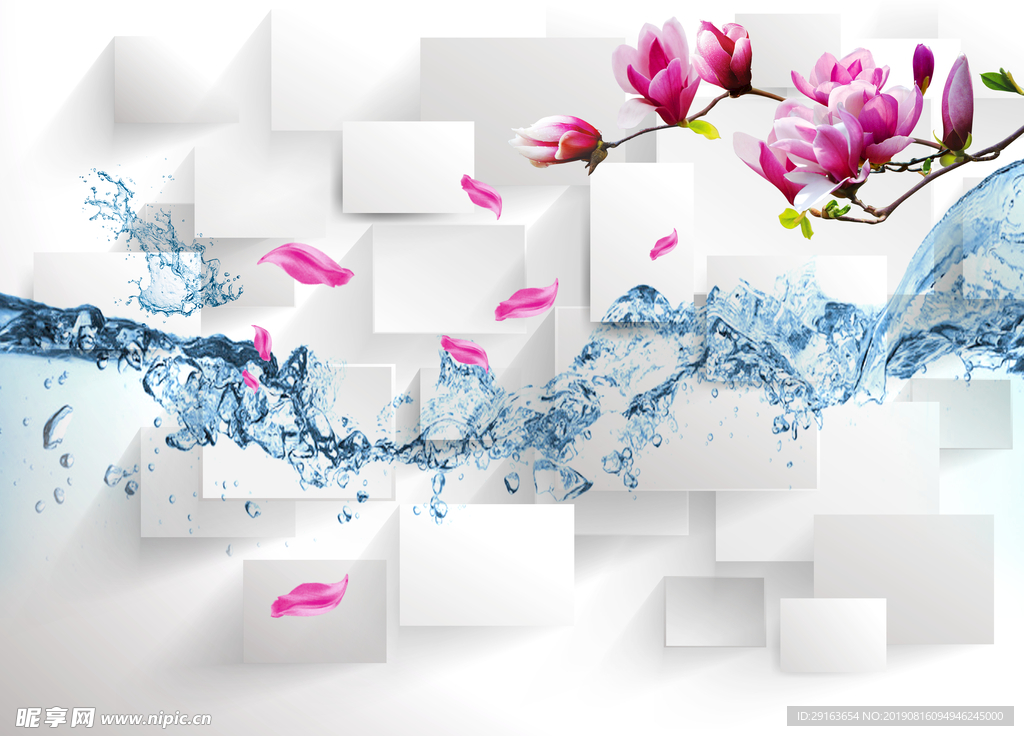 花朵水花背景墙