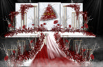 婚礼场景红红白色婚礼手绘