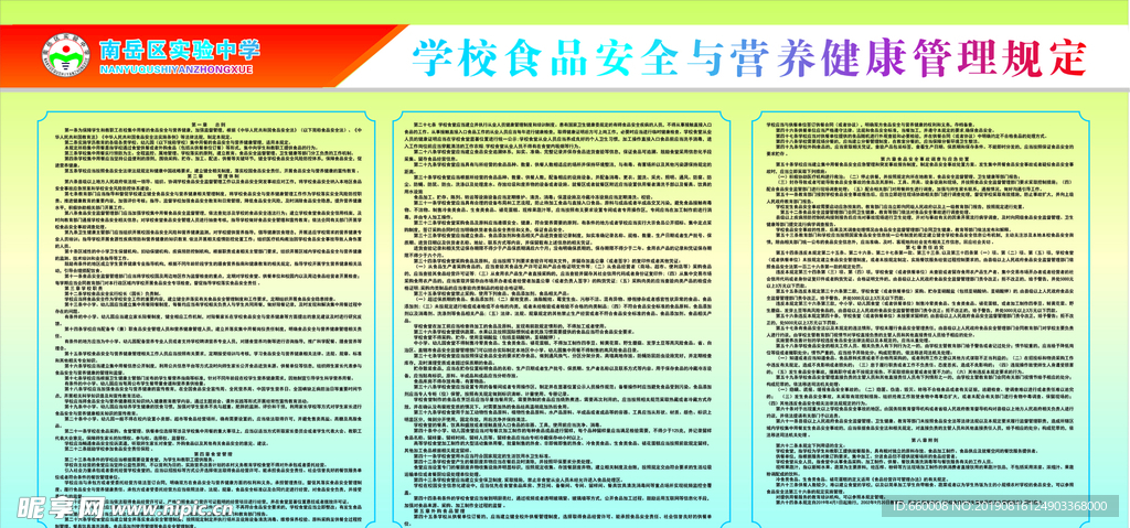 学校食品安全健康管理宣传栏