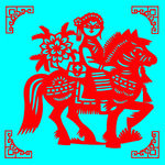 骑马剪纸
