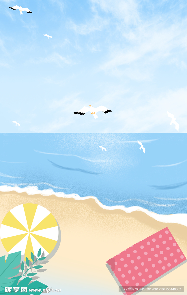 卡通海边