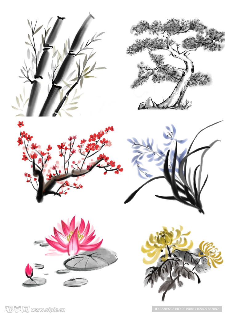 水墨简笔画卡通