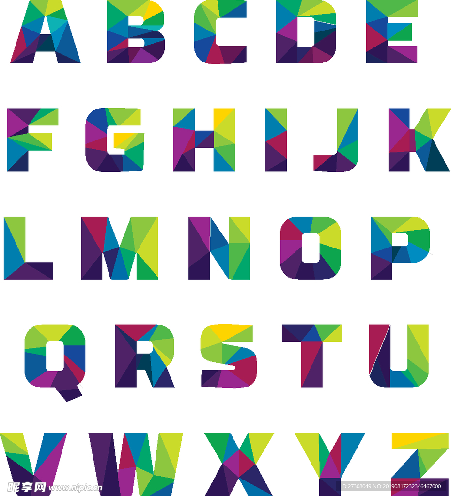 彩色字母表多边形