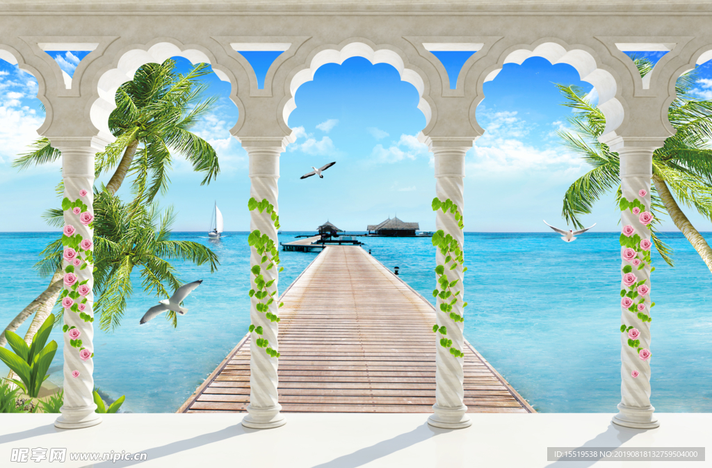 3D立体海景背景