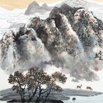 刘俊良国画山水画小品作品