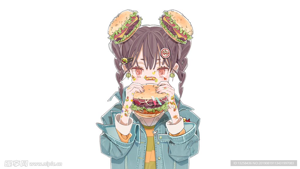 女孩插画动漫卡通背景