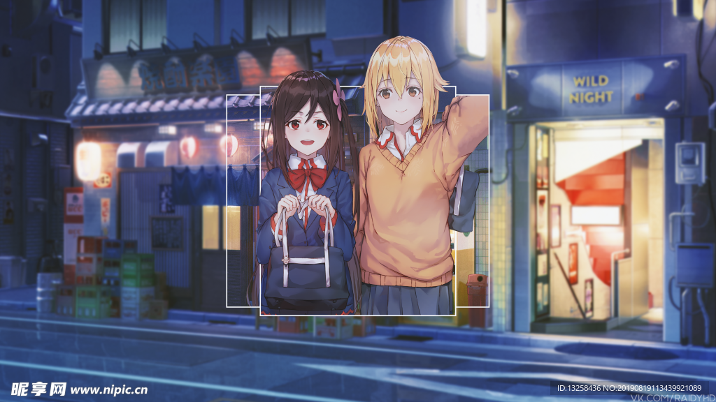 女孩插画动漫卡通背景