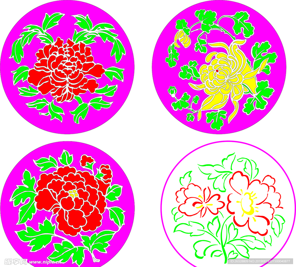 花开富贵 CDR 矢量图