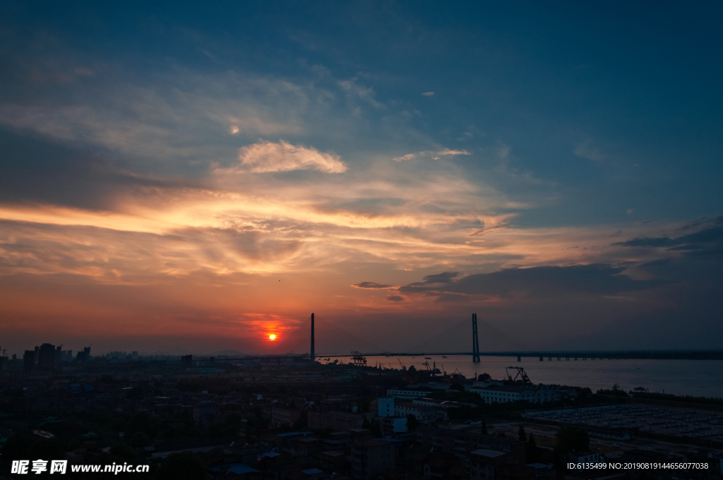 长江大桥  夕阳  夕阳西下