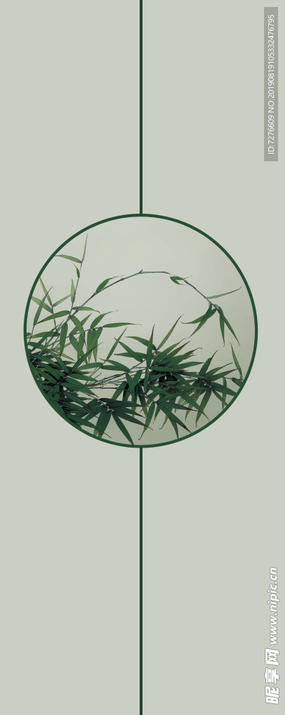 新中式竹子图案隔扇画