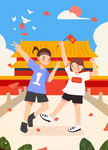 十一黄金周国庆北京旅游手绘插画