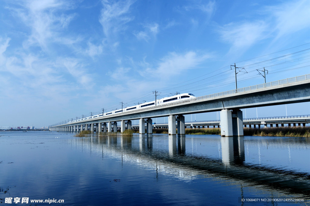 跨海大桥上的高铁列车