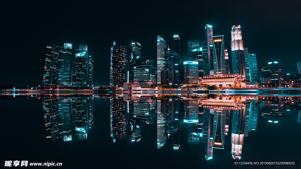 城市夜景灯光建筑大楼