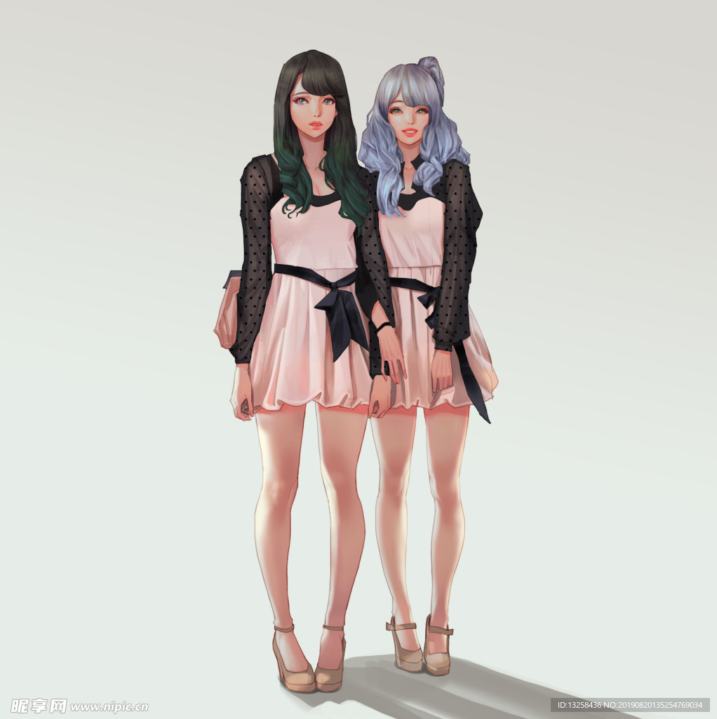 女孩动漫插画人物背景