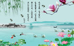 山水情背景墙山水画