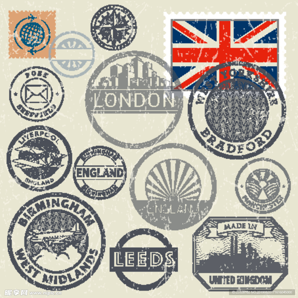 城市邮票印章