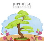 日本树木水彩背景