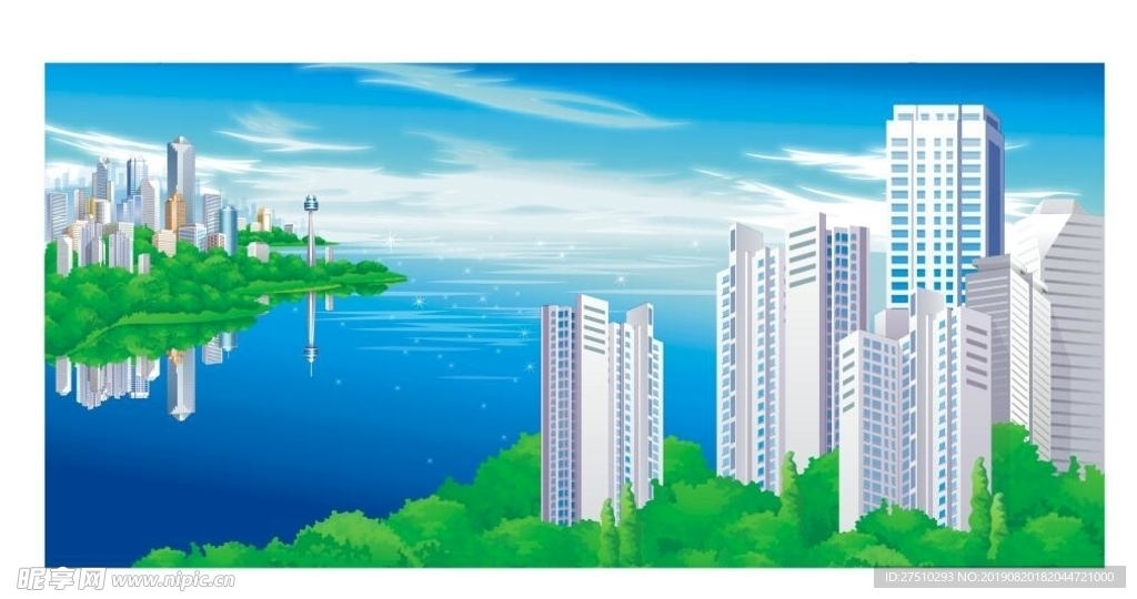 楼市风景矢量图