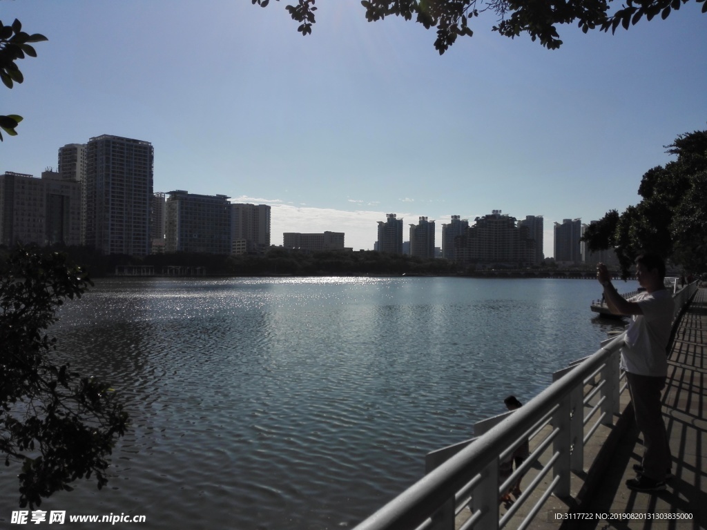 湖水 校园 自然 景观 摄影