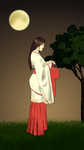 中秋佳节月下思乡