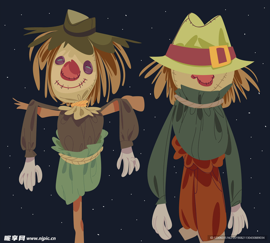 2款彩绘复古稻草人设计
