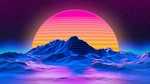 彩色抽象插画风景夕阳