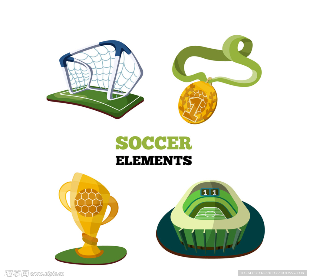 4款彩色立体足球元素矢量素材