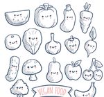 手绘精美人物素食食品