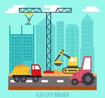 起重机的扁平城市建筑商